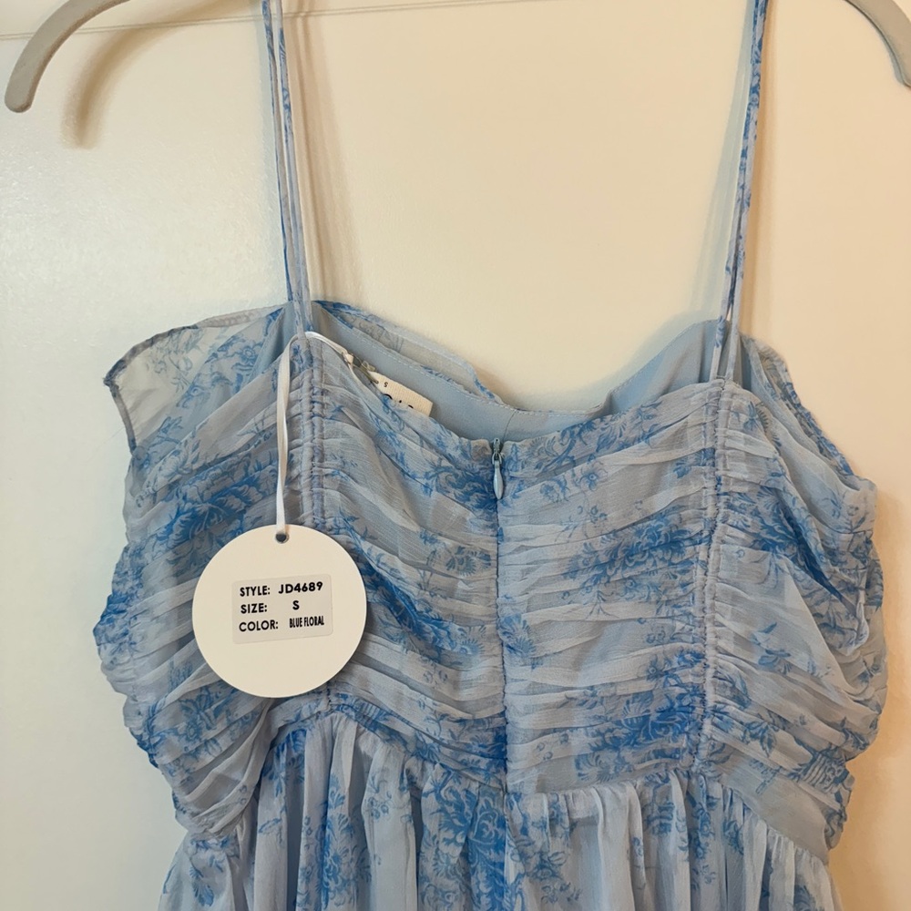 Blue Ruffle Midi Dress - Picture 6 of 7
